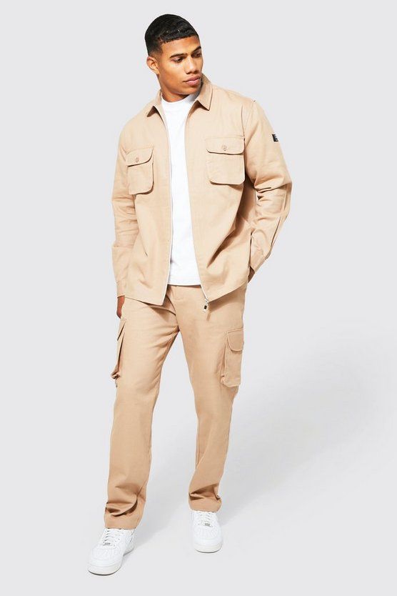 Ensemble Cargo "City Safari" – Surchemise & Pantalon Beige - Image 1