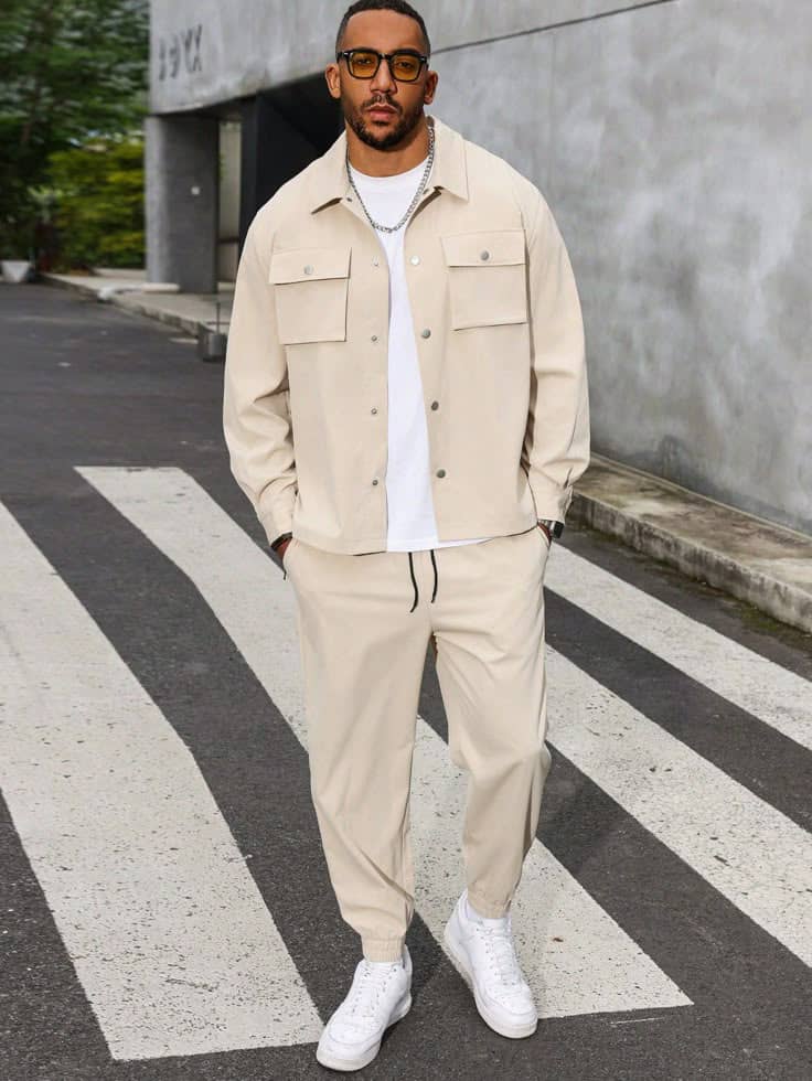 Ensemble Cargo "City Safari" – Surchemise & Pantalon Beige - Aperçu 2