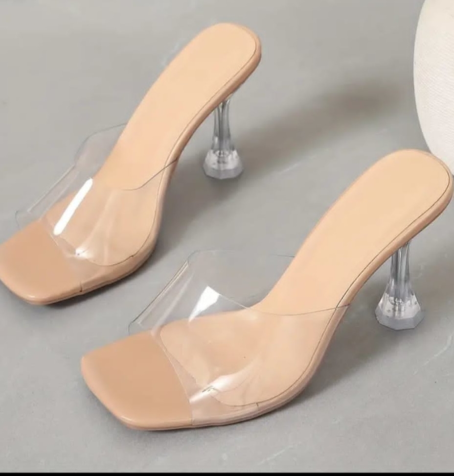 Sandale Nude à Bride Transparente et Talon Évasé - Aperçu 3