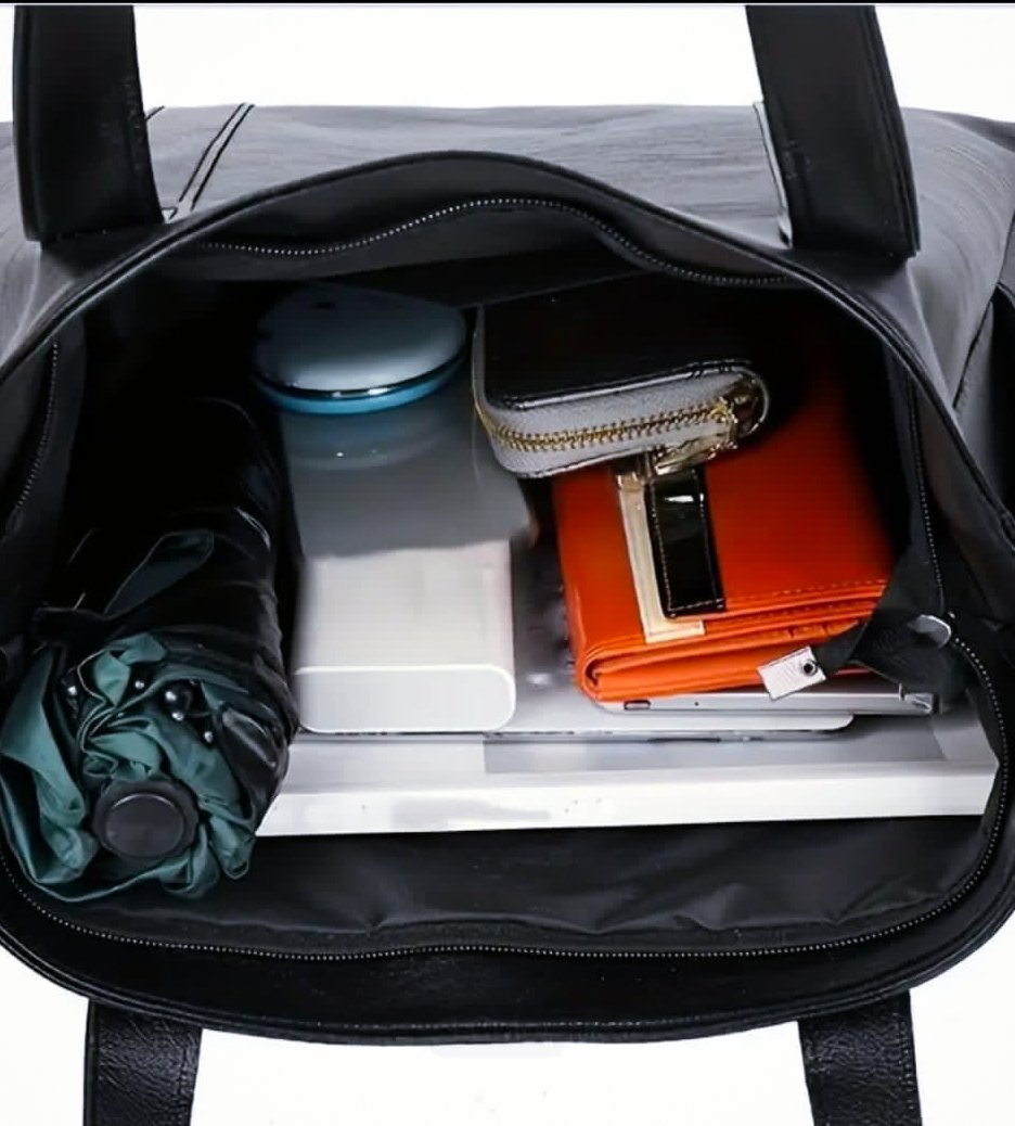 Sac cabas noir en simili cuir - Aperçu 2