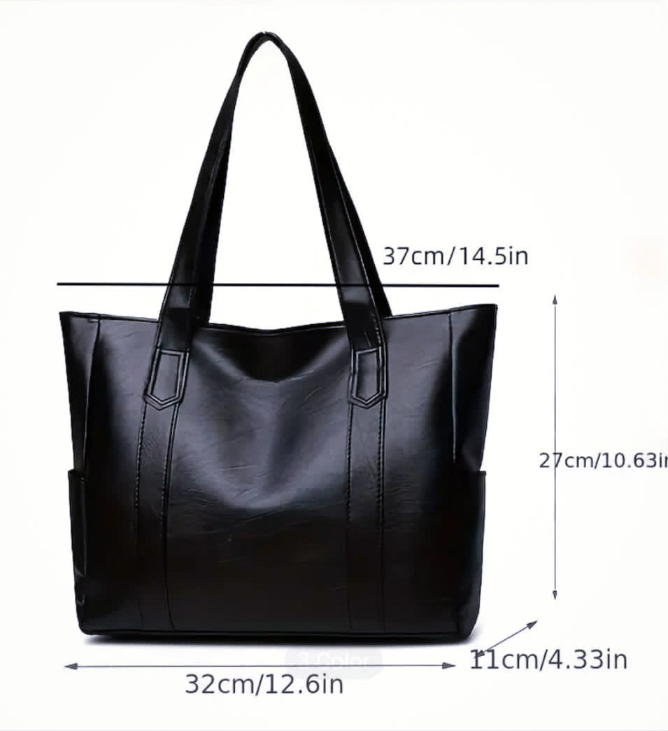 Sac cabas noir en simili cuir - Aperçu 3
