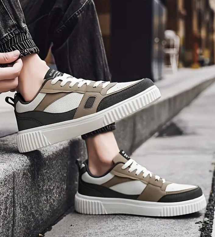 Baskets Mixtes "Urban Platform" Bicolores (Gris Taupe & Noir) - Image 1