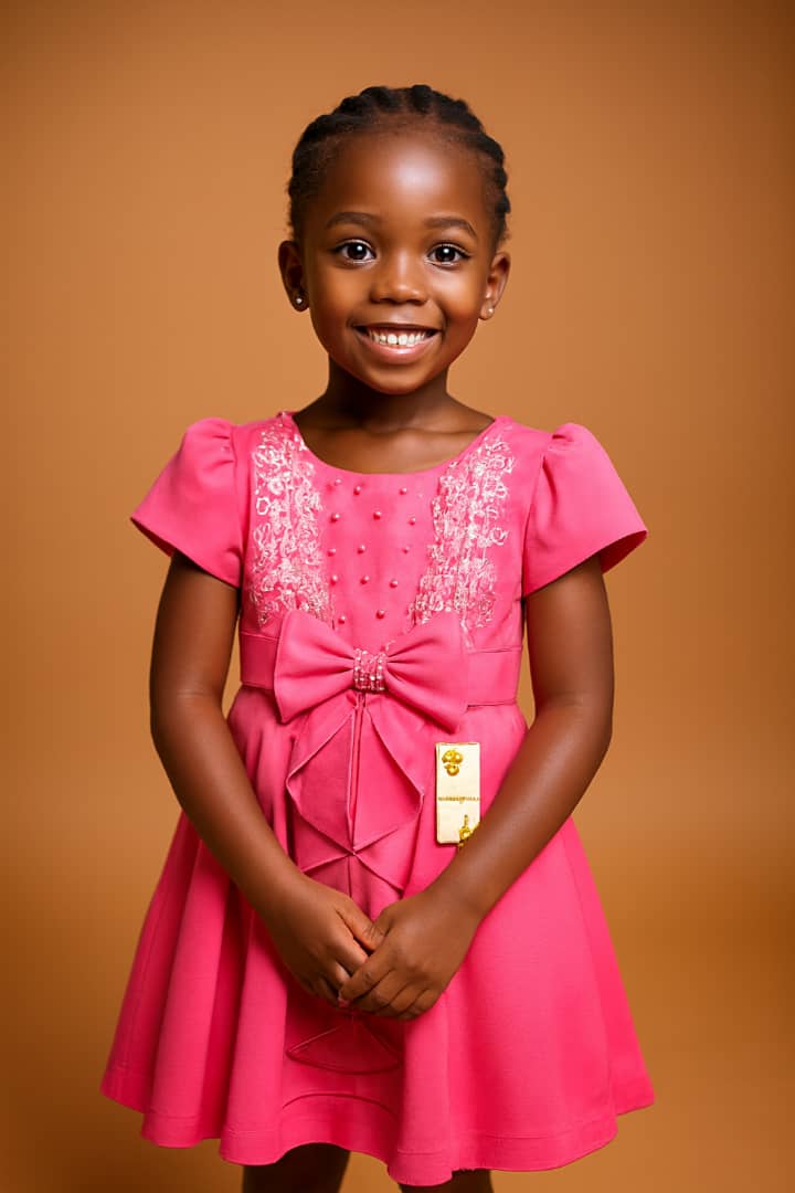 Robe rose élégante pour fille avec nœud et dentelle - Image 1