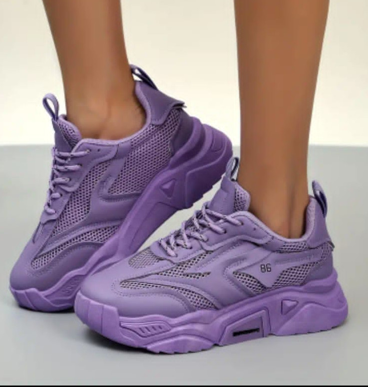 Baskets "Chunky" Monochromes Mauve à Plateforme - Aperçu 2