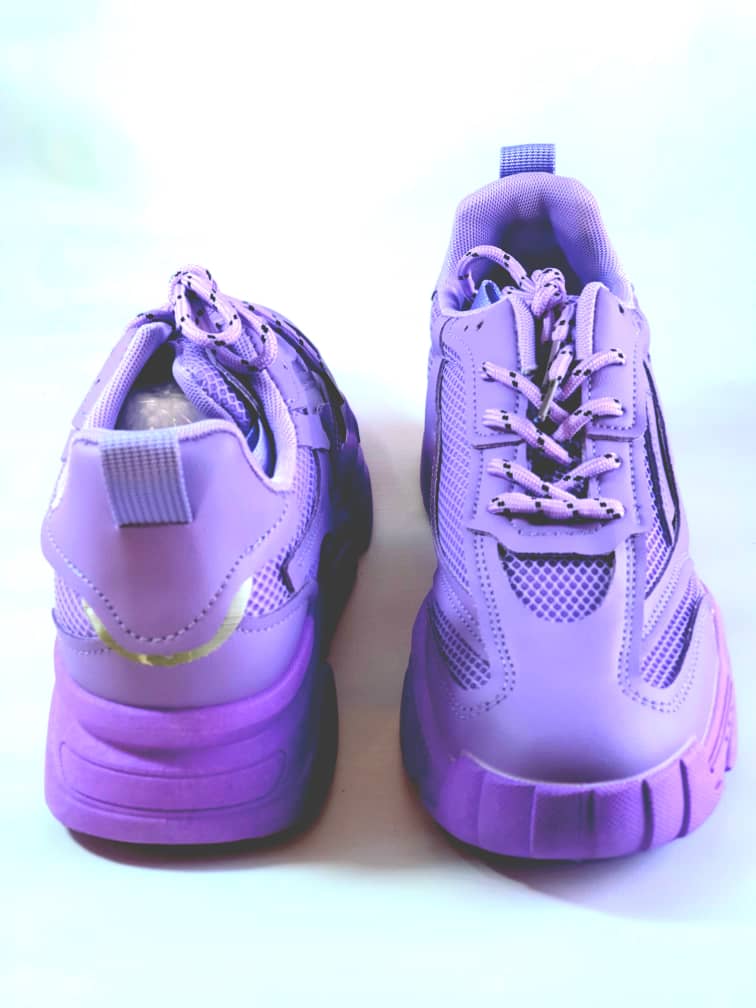 Baskets "Chunky" Monochromes Mauve à Plateforme - Aperçu 4