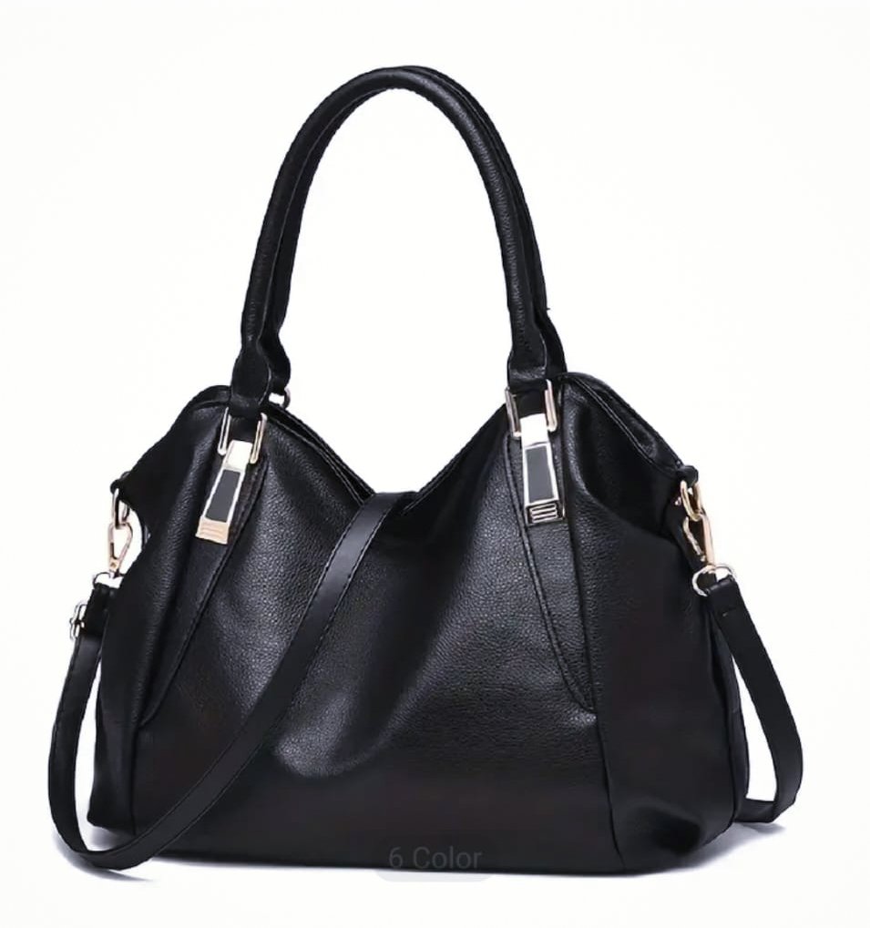 Sac Cabas Noir Élégant en Simili-Cuir avec Bandoulière Amovible - Aperçu 3