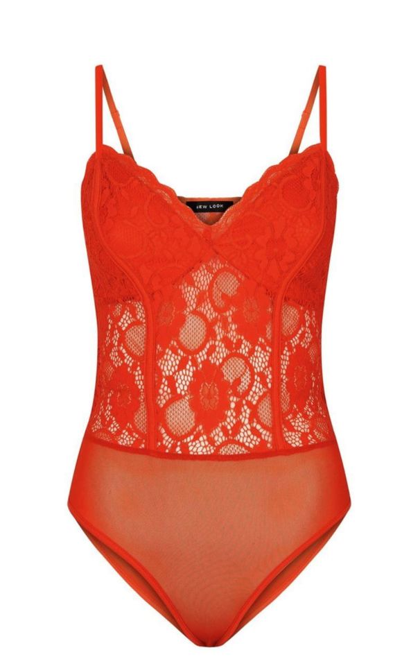 Body en dentelle rouge transparence glamour - Aperçu 3