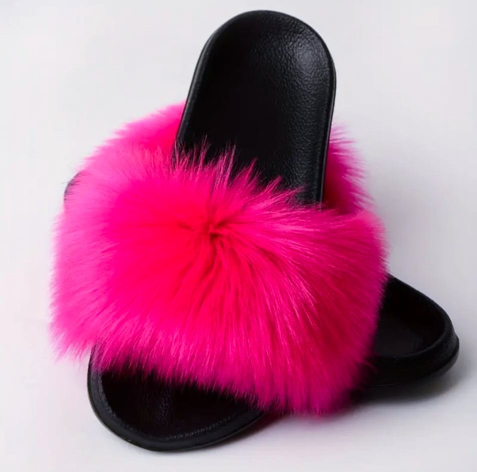 Sandale Mules Noires en Fausse Fourrure - Aperçu 2